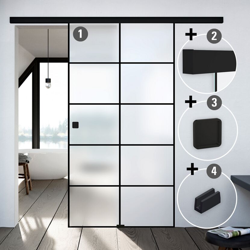 Schiebetür-Set 'Nova 684' Glas matt 93,5 x 205,8 cm