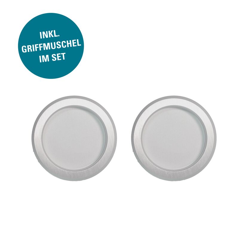 Zwei runde LED-Einbauleuchten