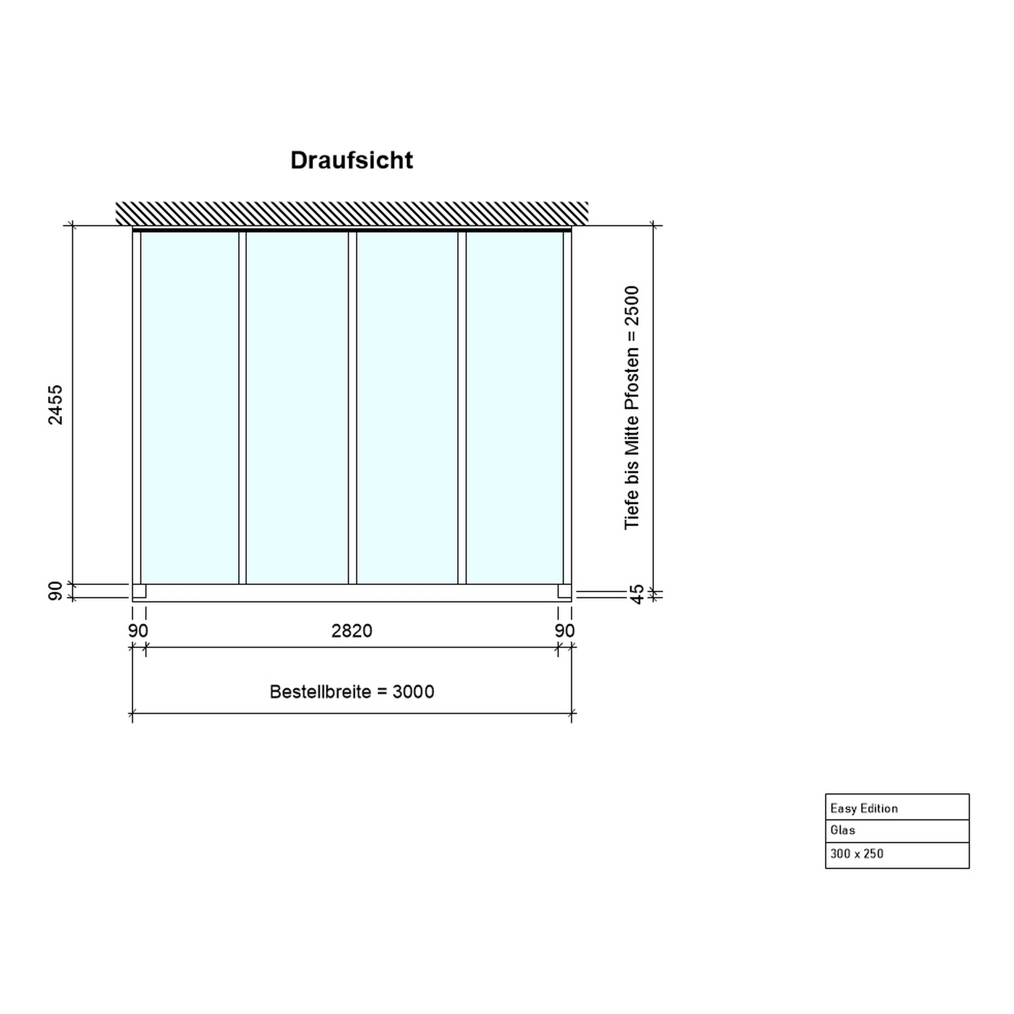 Terrassenüberdachung 'Easy Edition' 300 x 250 cm Verbundsicherheitsglas klar weiß
