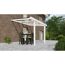 Weißes Terrassendach mit Tisch und Stühlen