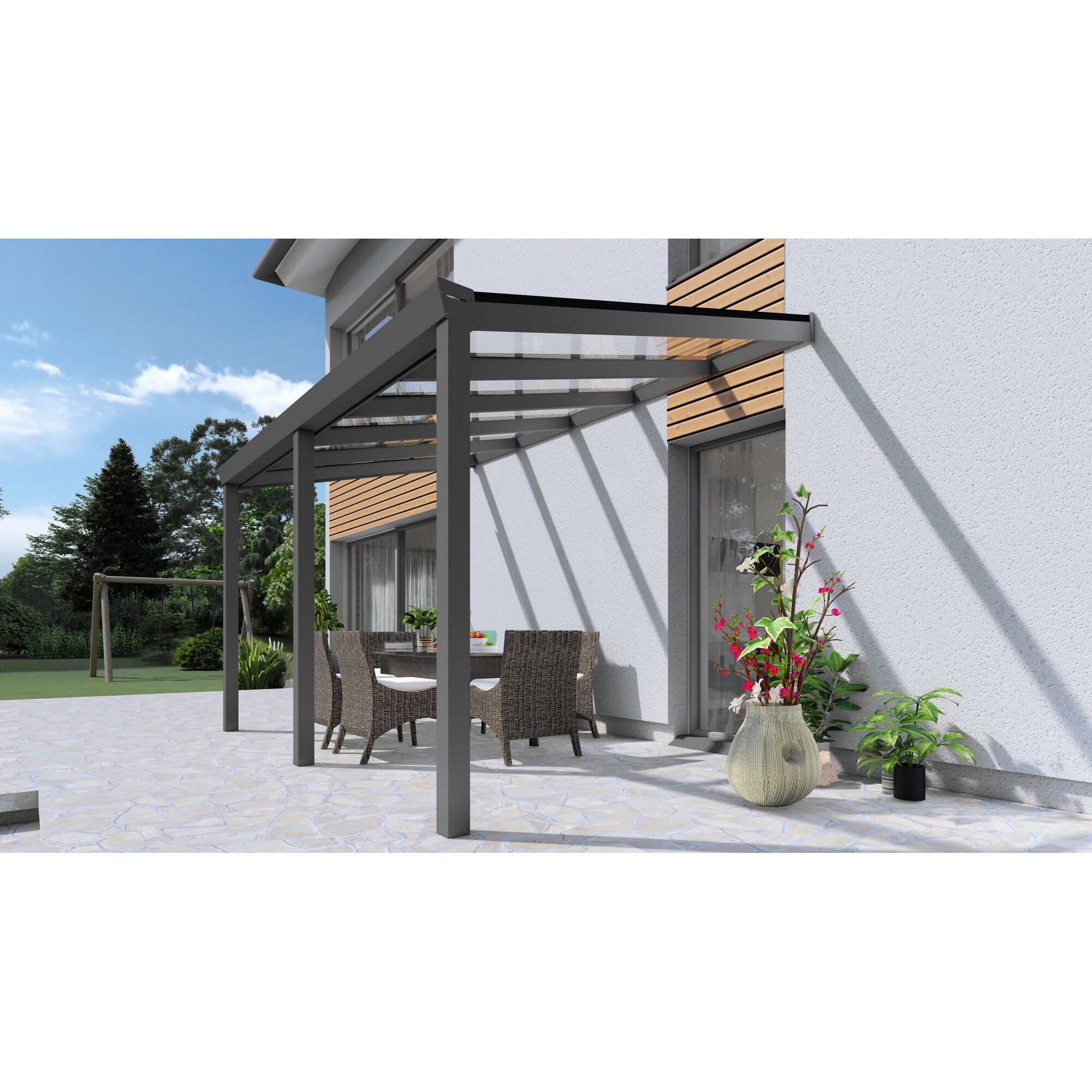 Terrassendach Easy anthrazit mit Glasdach