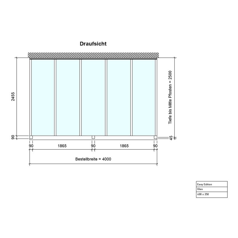 Draufsicht Terrassendach Easy 4x2,5m