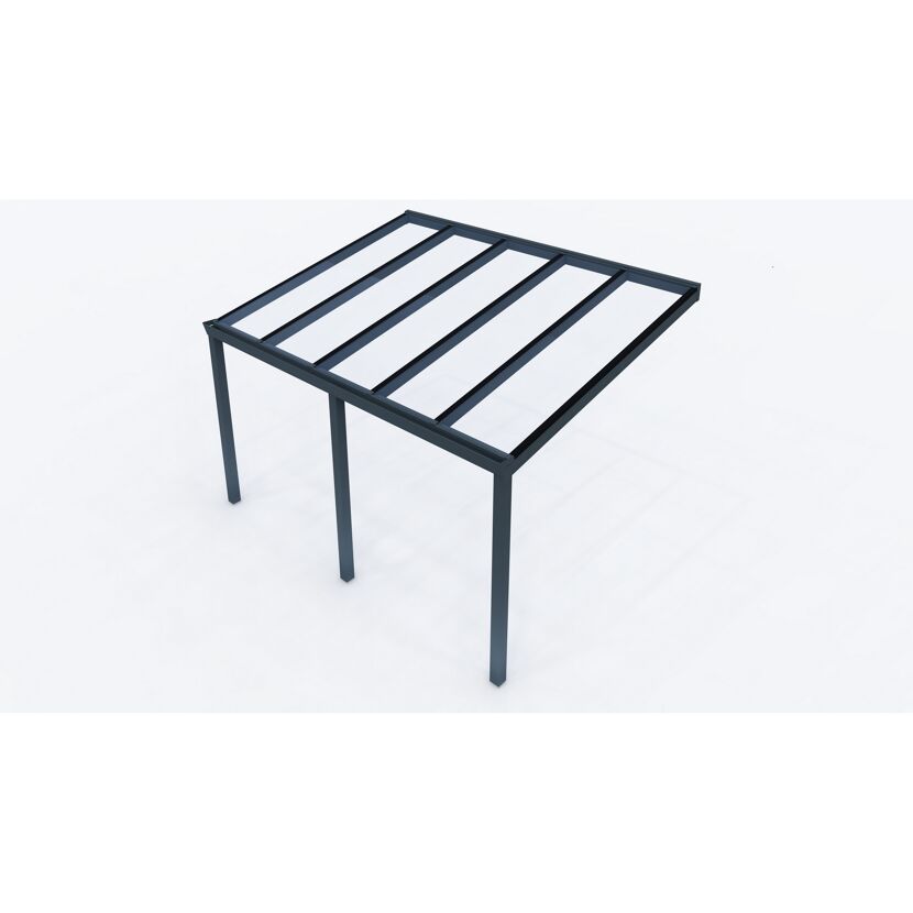 Anthrazitfarbenes Terrassendach Easy 4x3 mit Glasdach