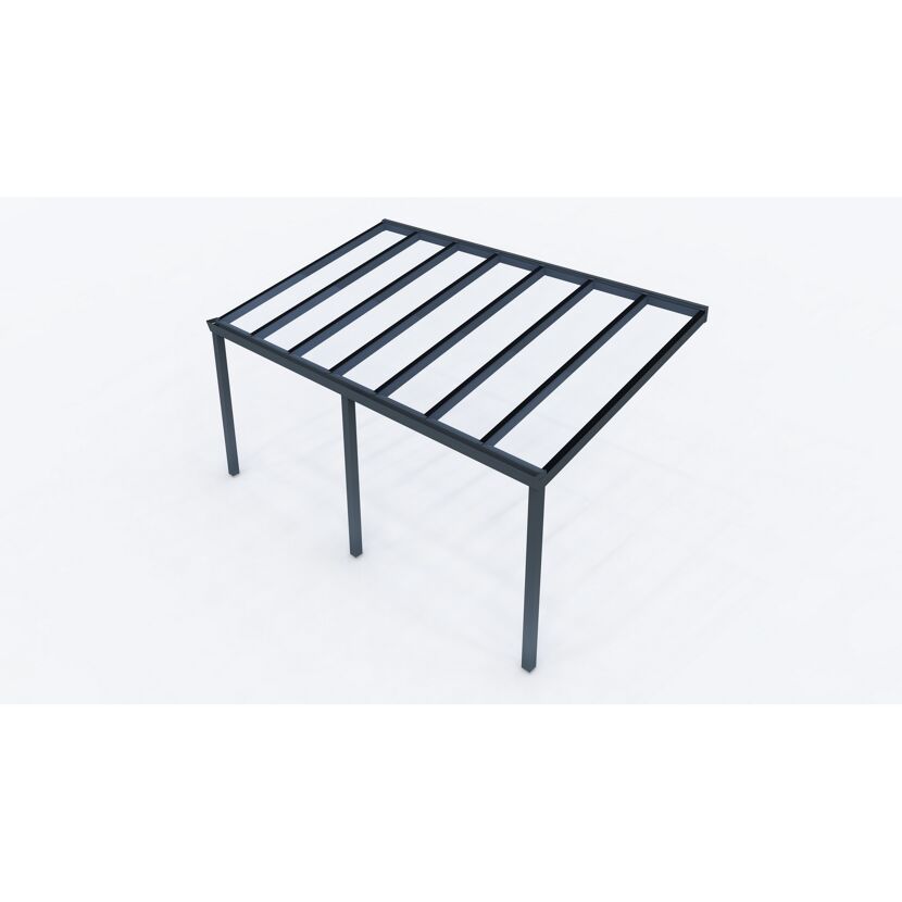 Anthrazitfarbenes Terrassendach Easy 5x3 mit Glasdach