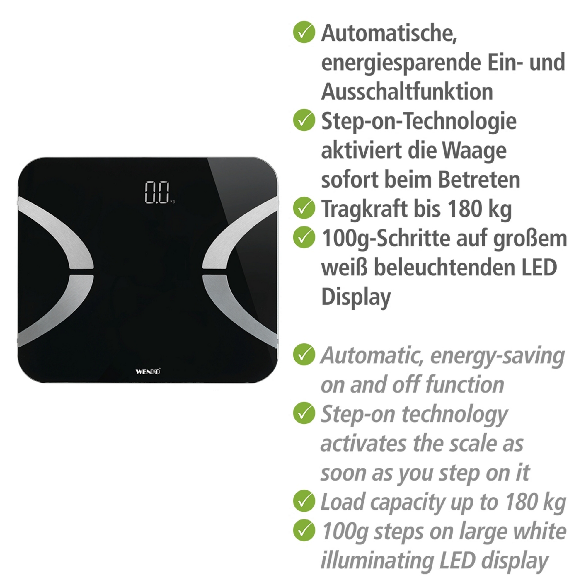 Analyse-Personenwaage schwarz Bluetooth 30 x 26 cm + product picture