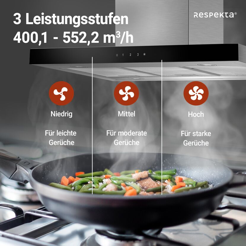 Inselhaube 'CH44099GISAM' Glas/Edelstahl 90 cm