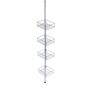 Teleskop-Eckregal 'Domaso' Edelstahl 4 Körbe 65-275 cm