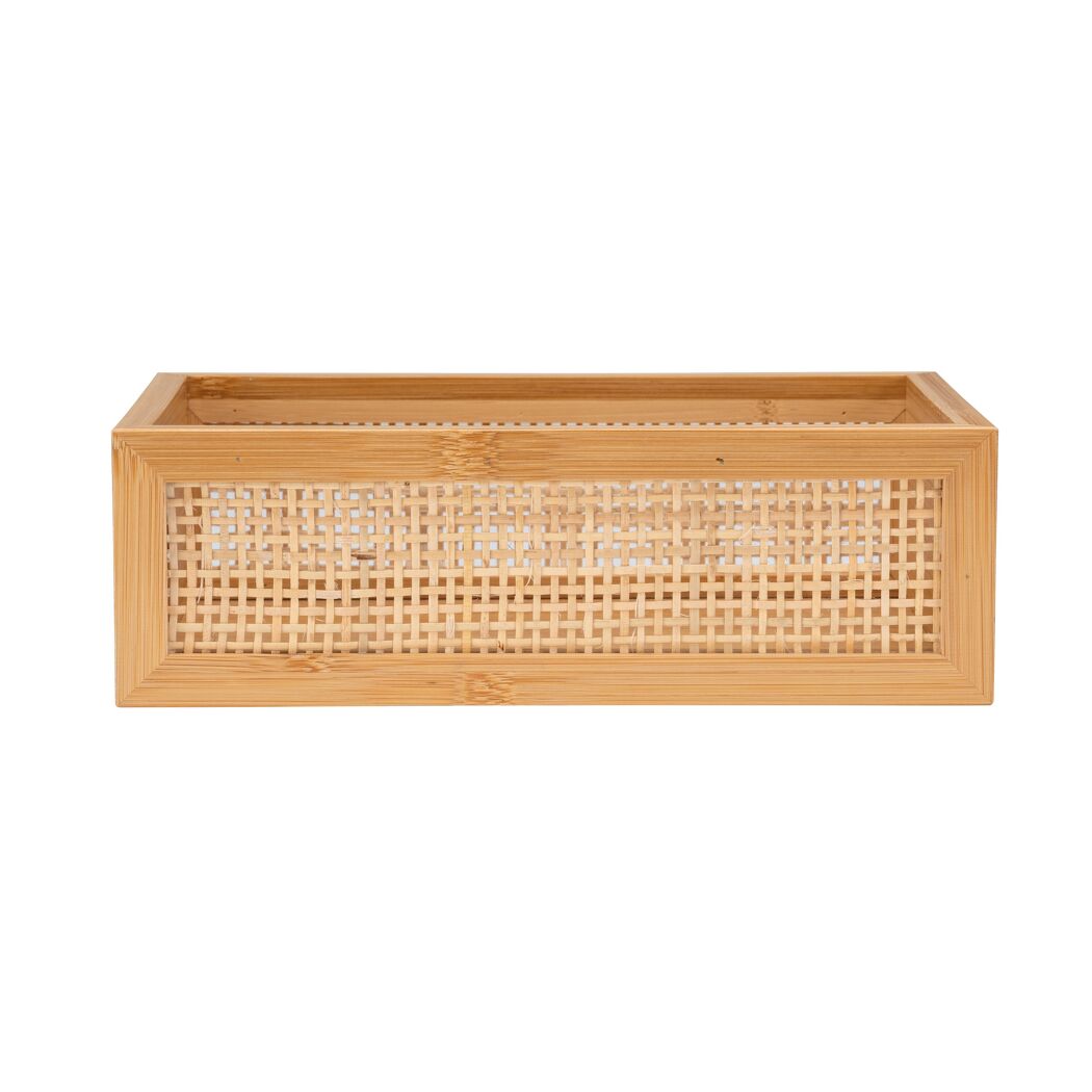 Holzkorb mit Rattangeflecht