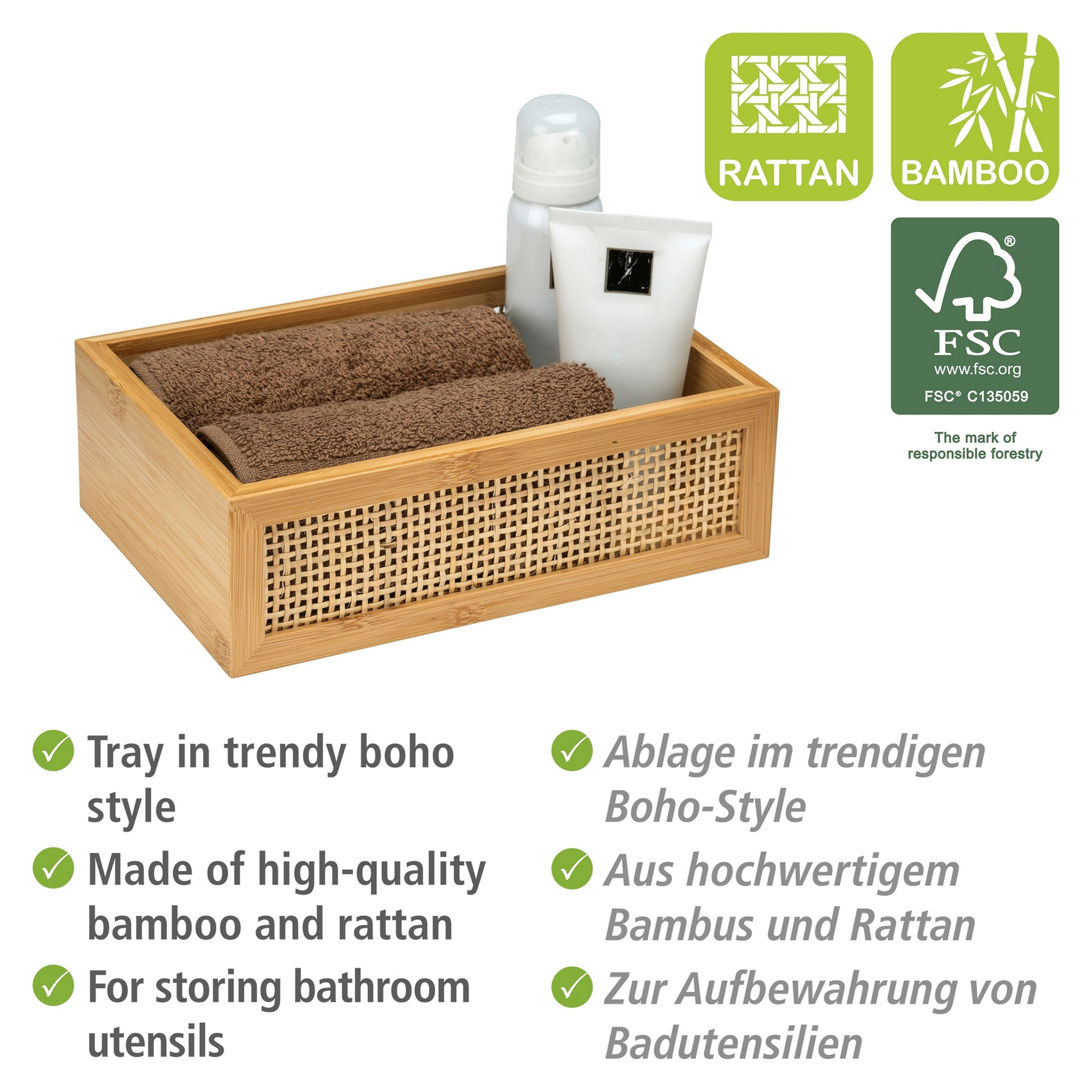 Ablagebox 'Allegre' Bambus/Rattan 22 x 15 x 7 cm + product picture