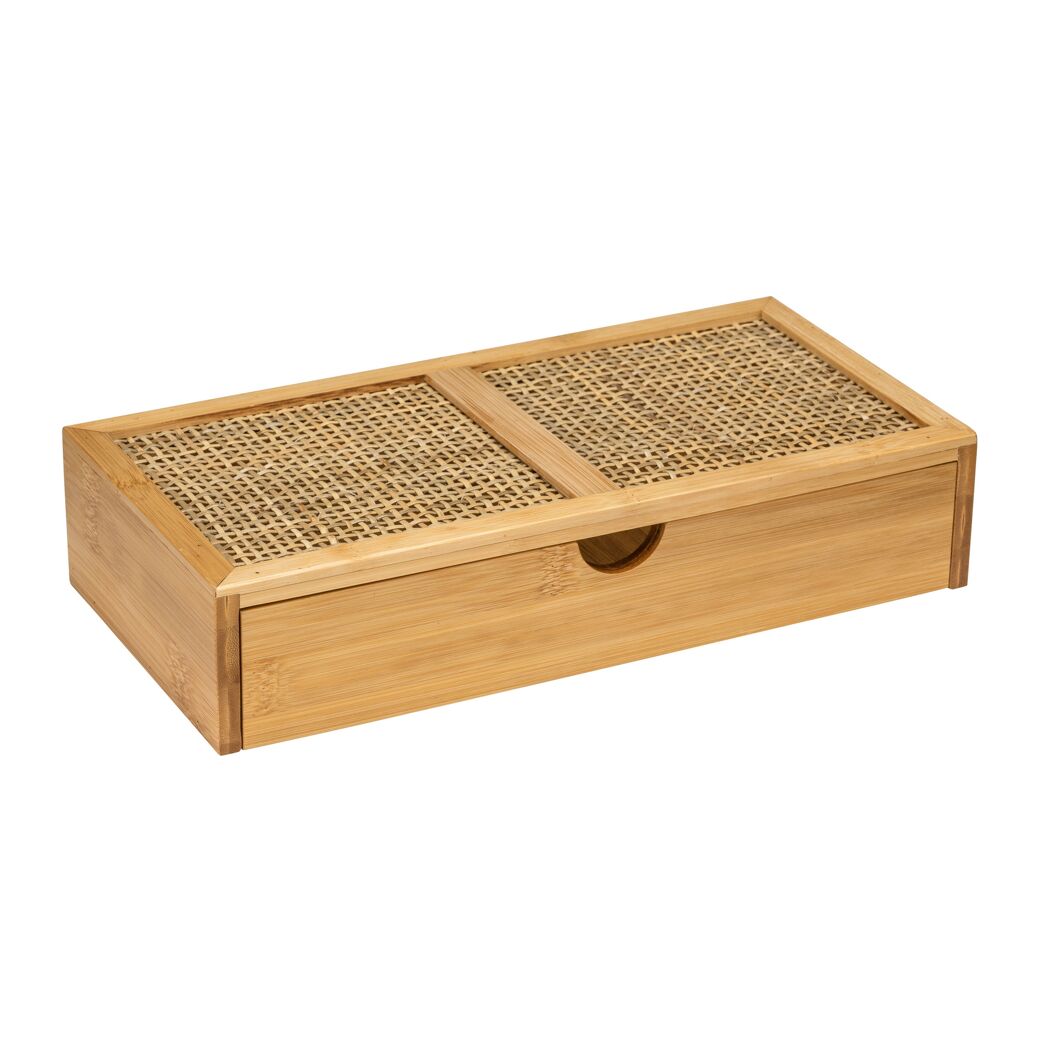 Bambusbox mit Schublade und Rattandeckel