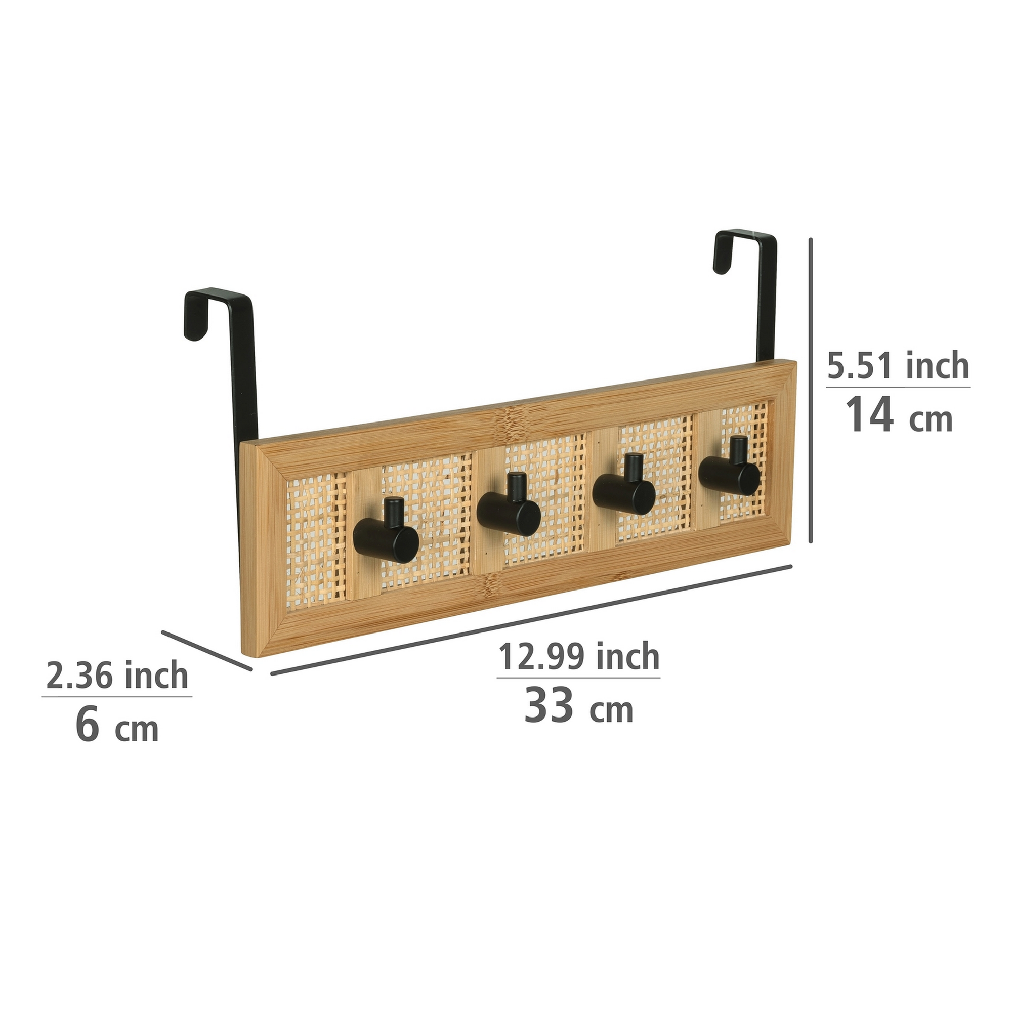 Türgarderobe 'Allegre' Bambus/Rattan 4 Haken 33 x 6 x 14 cm + product picture