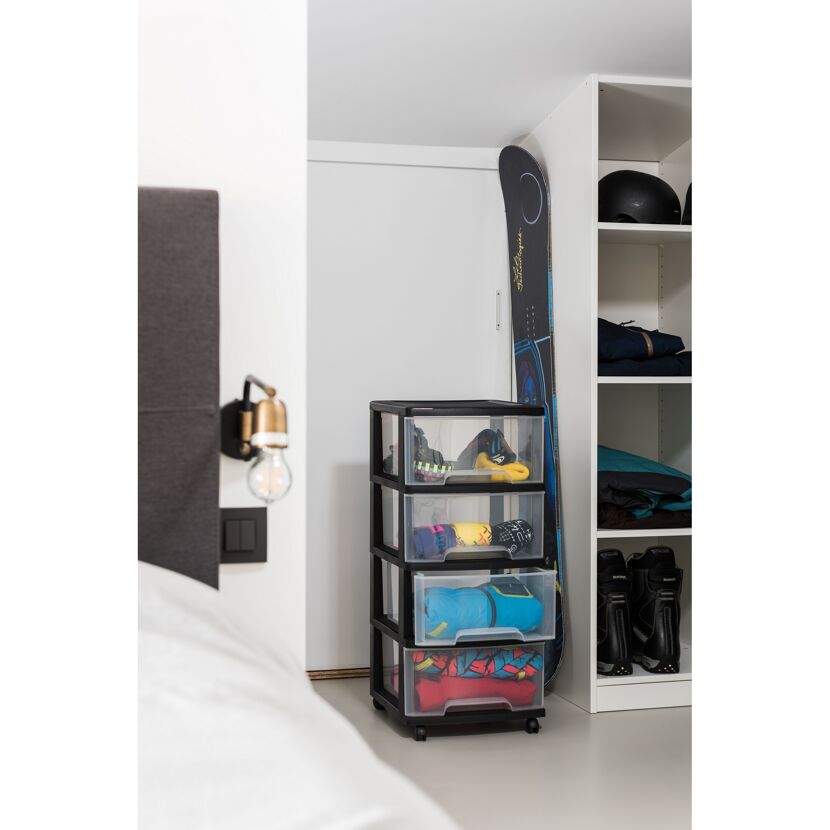 Schubladenturm 'Essentials' auf Rollen mit 4 Schubladen 39 x 86 x 37 cm