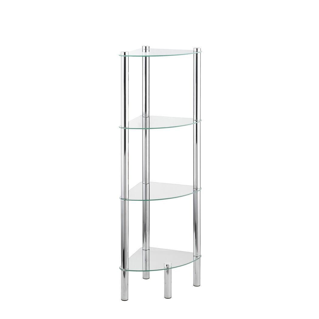 Chrom Eckregal mit Glasböden