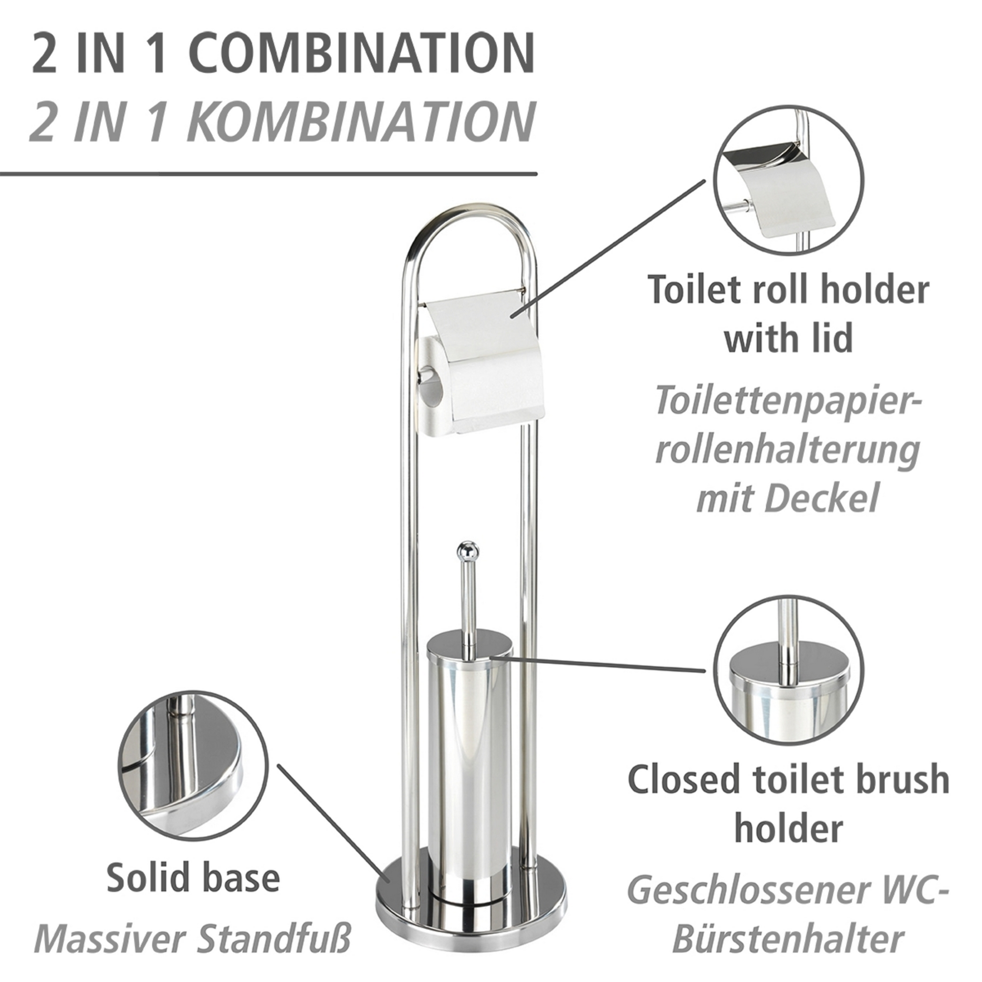 Stand WC-Garnitur 'Vasto' 2-in-1 chromfarben + product picture