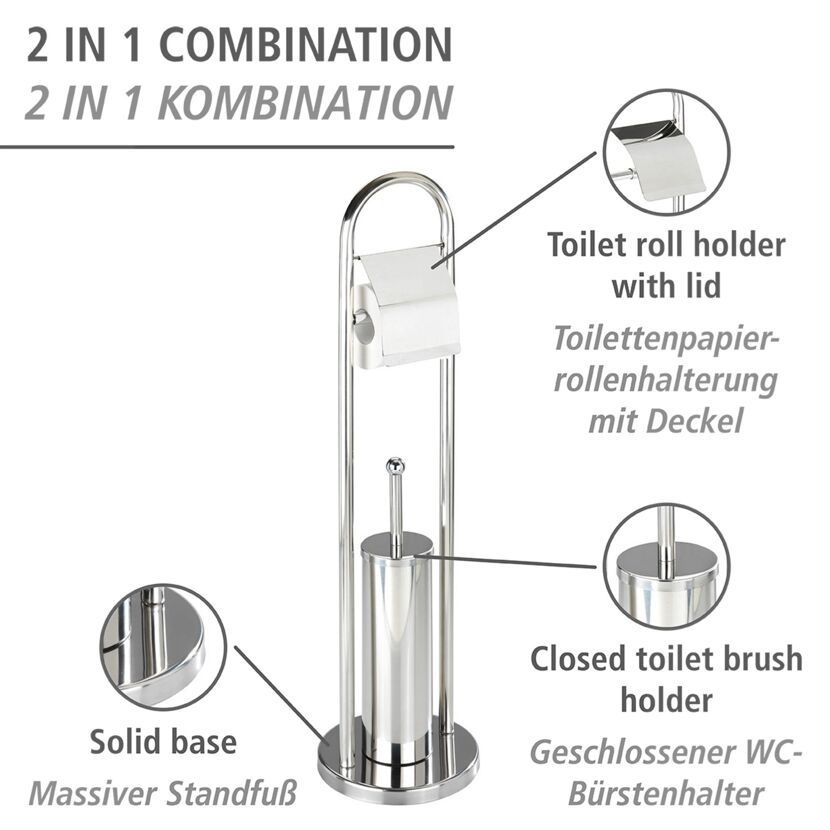 Stand-WC-Garnitur mit Toilettenpapierhalter und Toilettenbürste