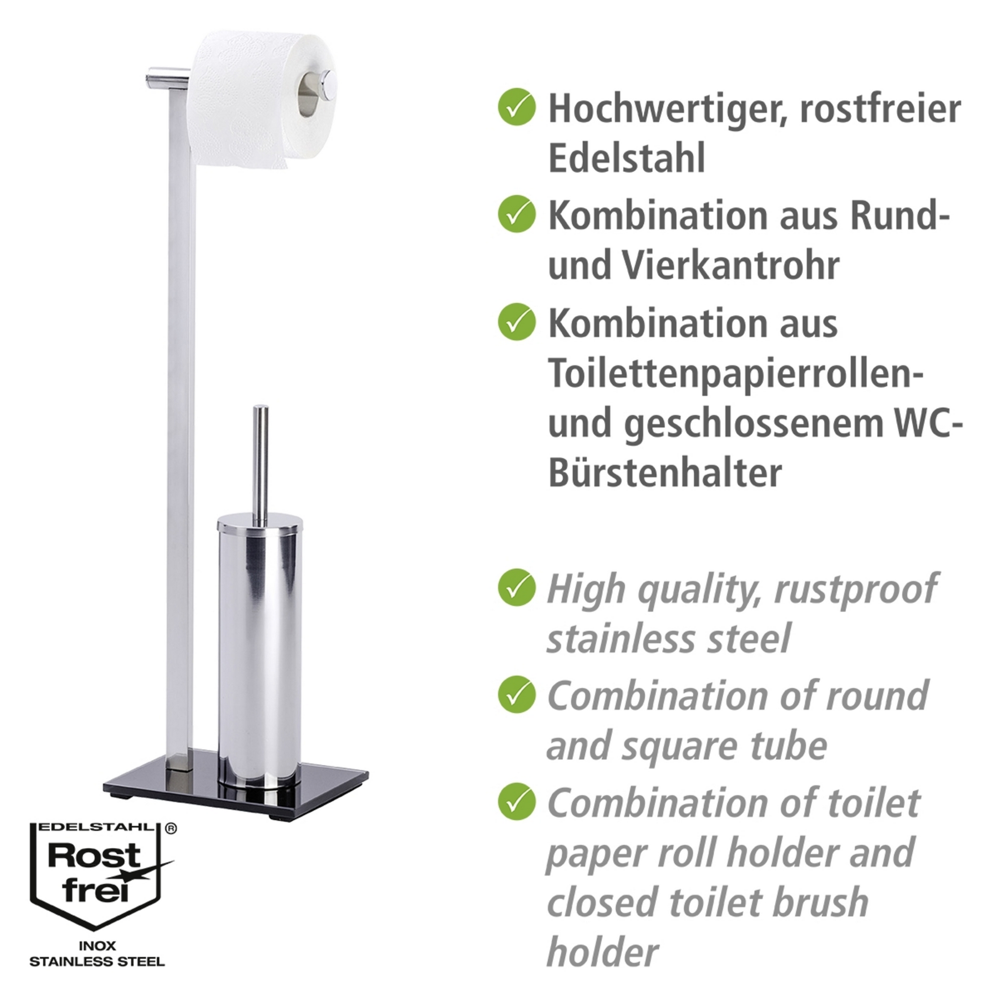 Stand WC-Garnitur 'Lava' 2-in-1 edelstahlfarben/schwarz + product picture