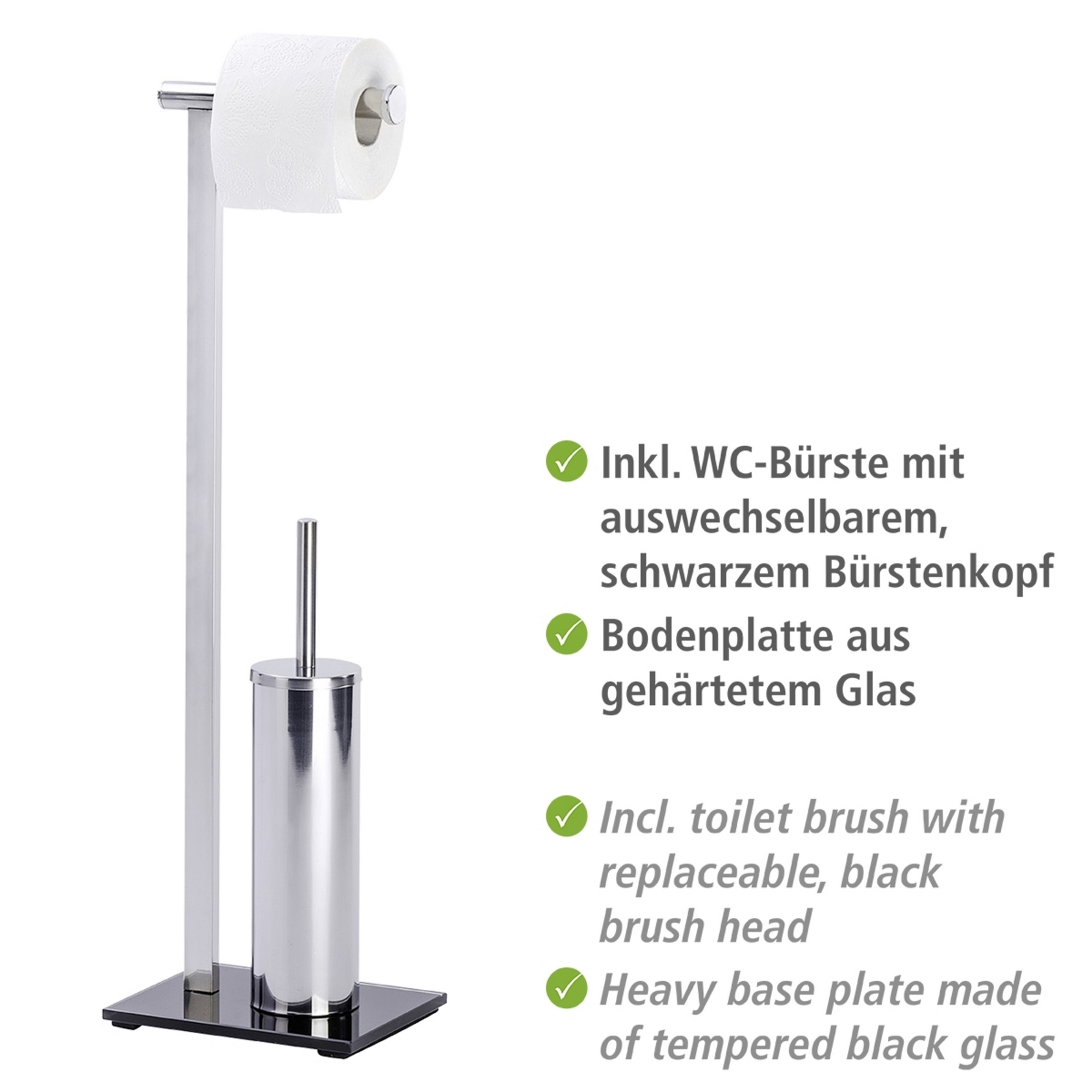 Stand WC-Garnitur 'Lava' 2-in-1 edelstahlfarben/schwarz + product picture