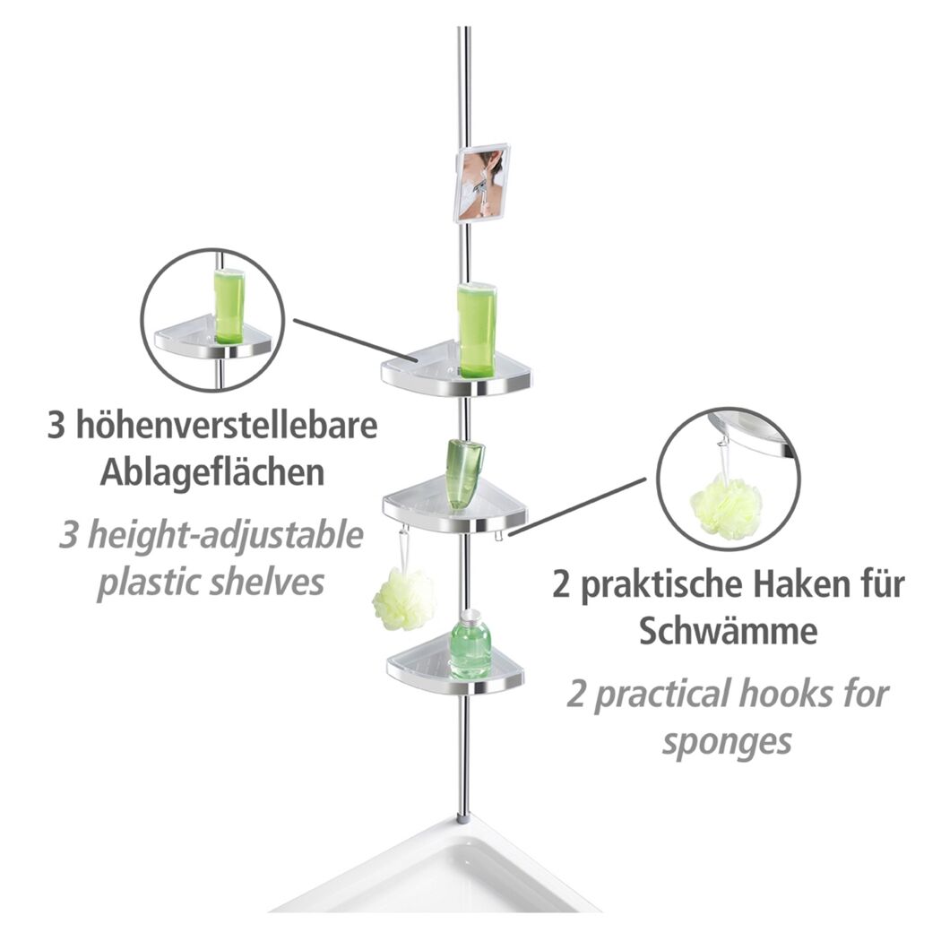 Teleskop-Duschecke mit drei Ablagen