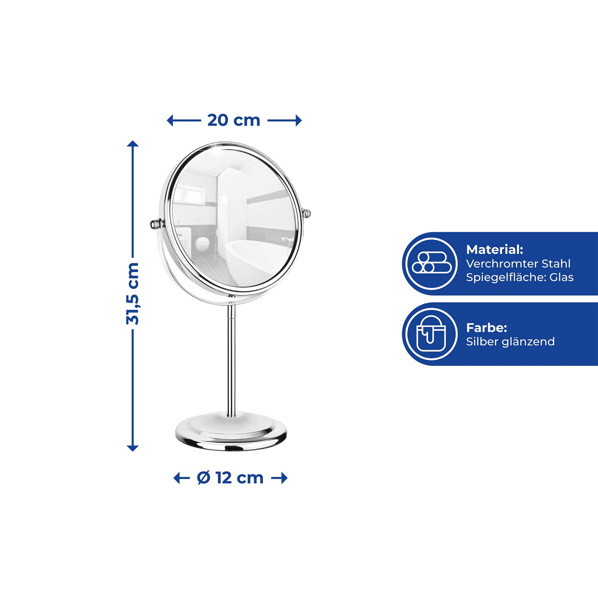 Kosmetikspiegel 'None' chromfarben 7-fach Vergrößerung + product picture