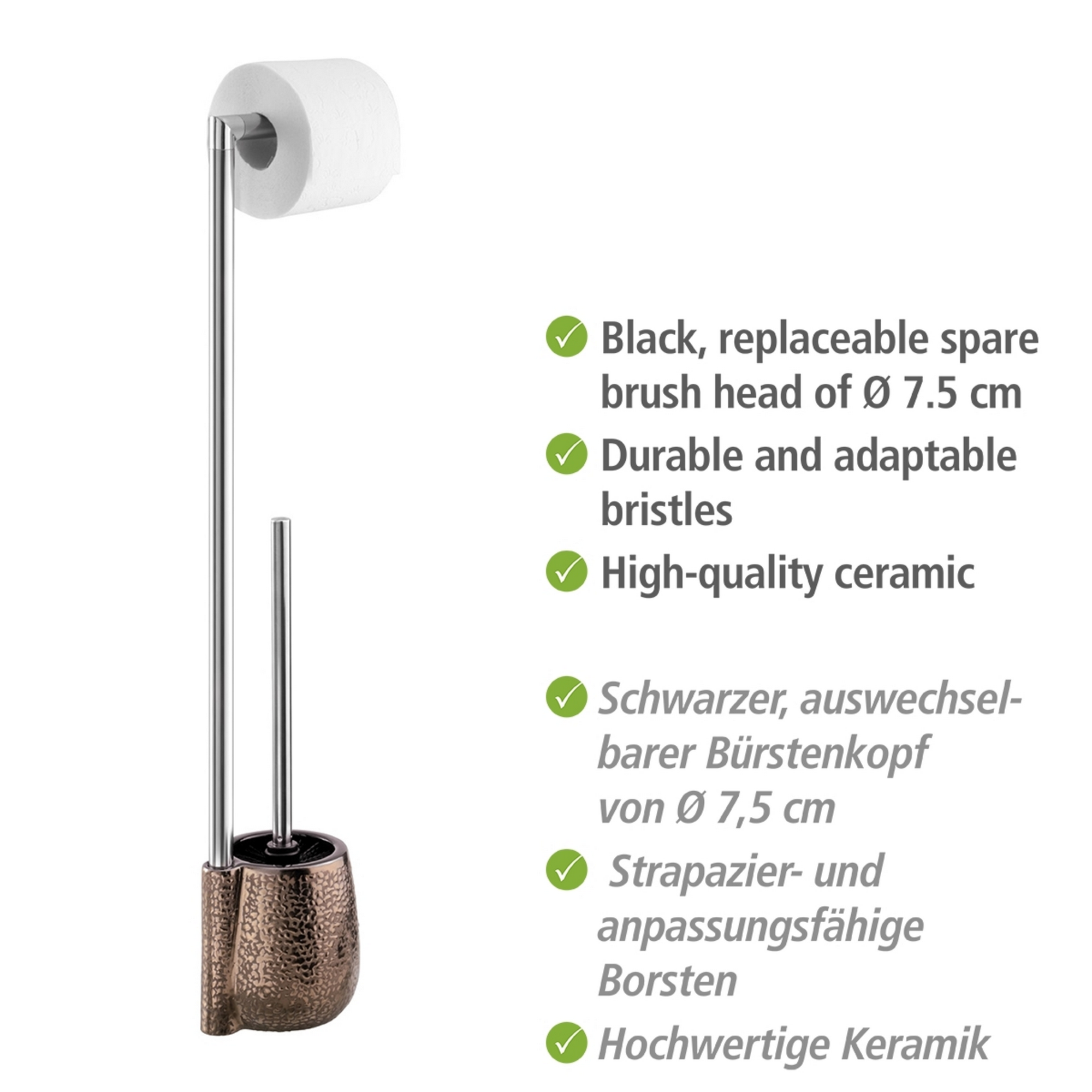 Stand WC-Garnitur 'Marrakesh' 2-in-1 Keramik braun mit Glanzstruktur + product picture