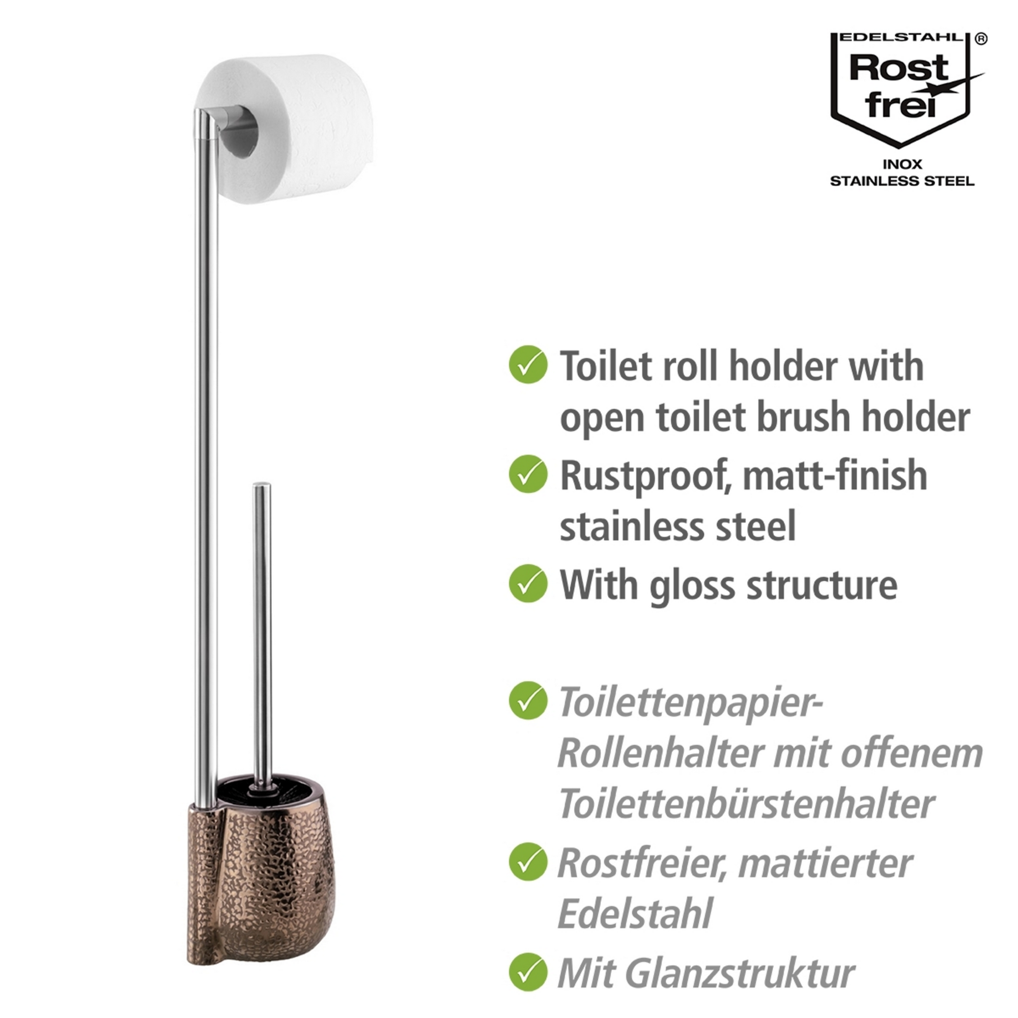 Stand WC-Garnitur 'Marrakesh' 2-in-1 Keramik braun mit Glanzstruktur + product picture