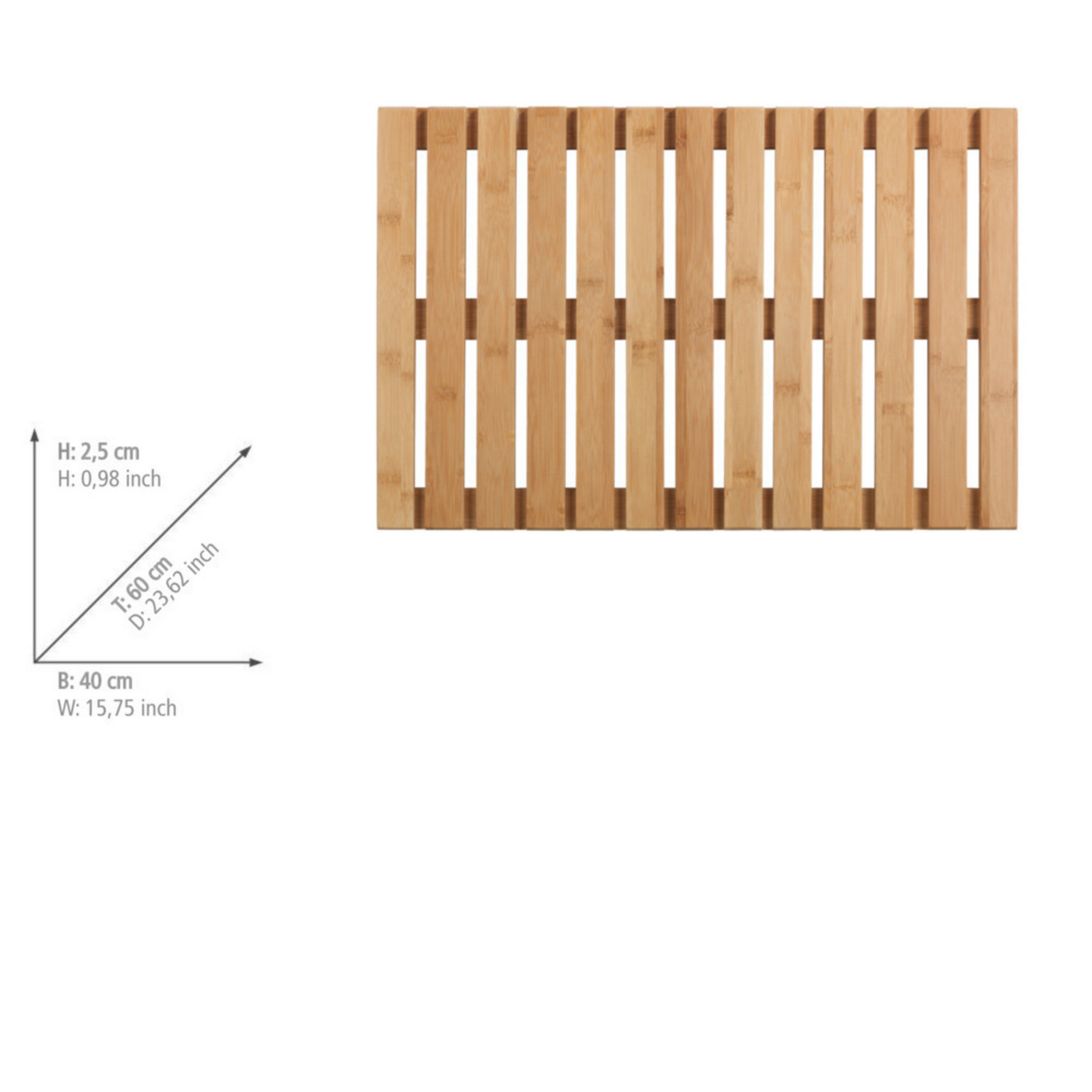 Badematte 'Indoor & Outdoor' Bambus 60 x 40 cm