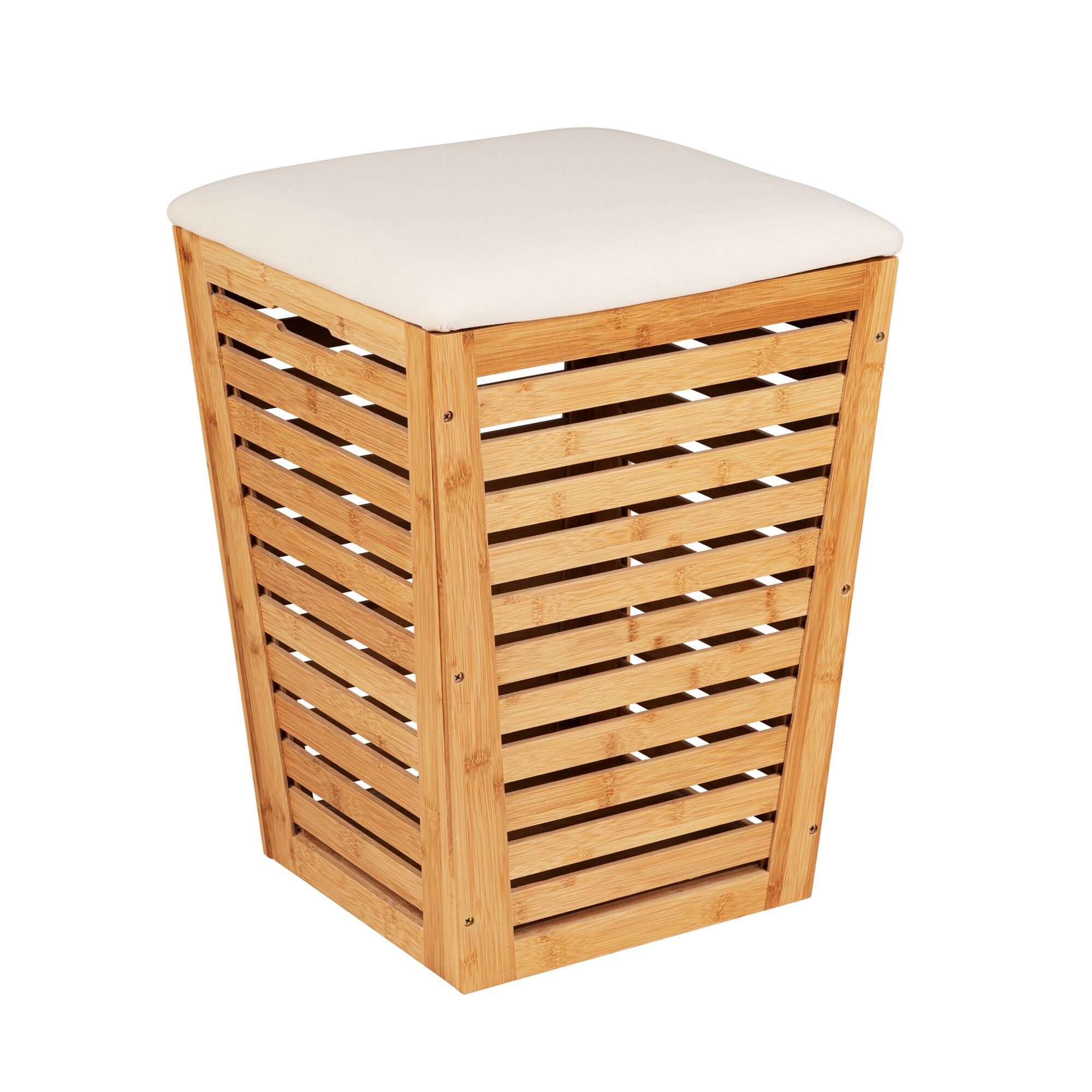 Wäschekorb aus Bambus mit Sitzkissen