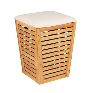 Wäschetruhe 'Bambusa' Bambus 55 l mit Sitzpolster 40 x 40 x 56 cm