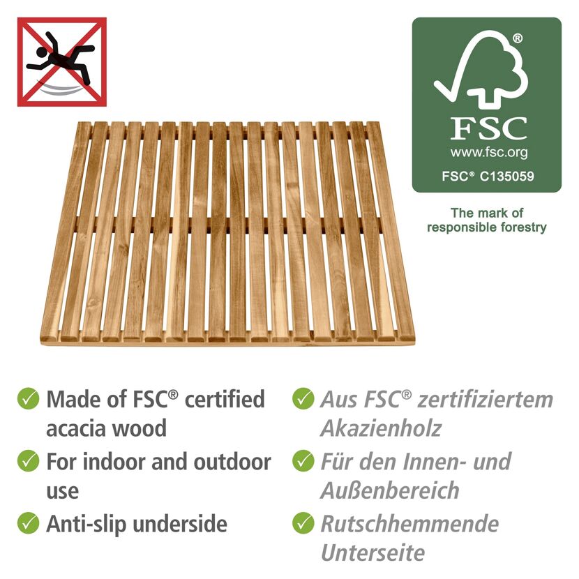 Rutschfester Akazienholz Duschrost