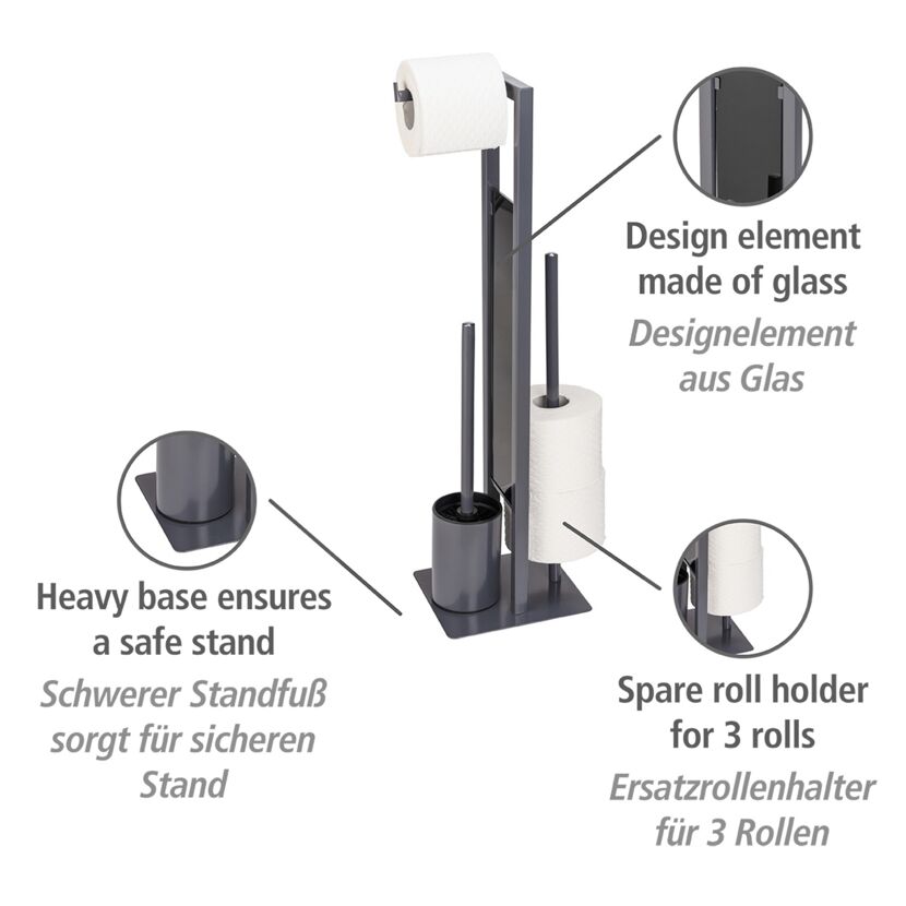 Stand-WC-Garnitur mit Ersatzrollenhalter und Toilettenbürste
