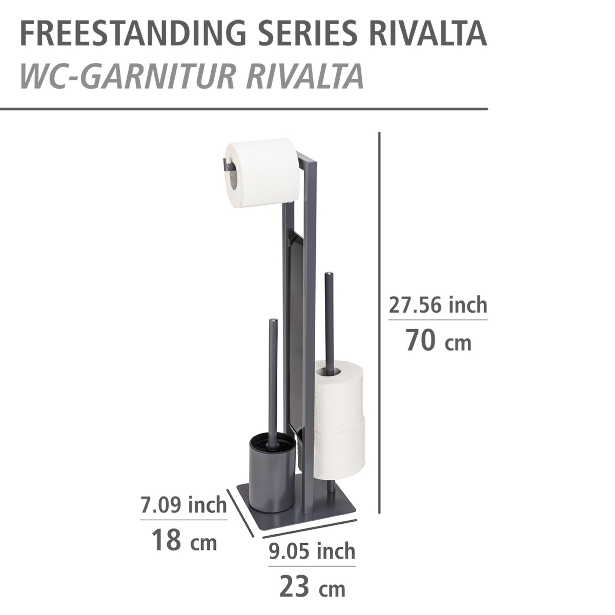 Stand WC-Garnitur 'Rivalta' 3-in-1 grau Standfuß aus Glas + product picture