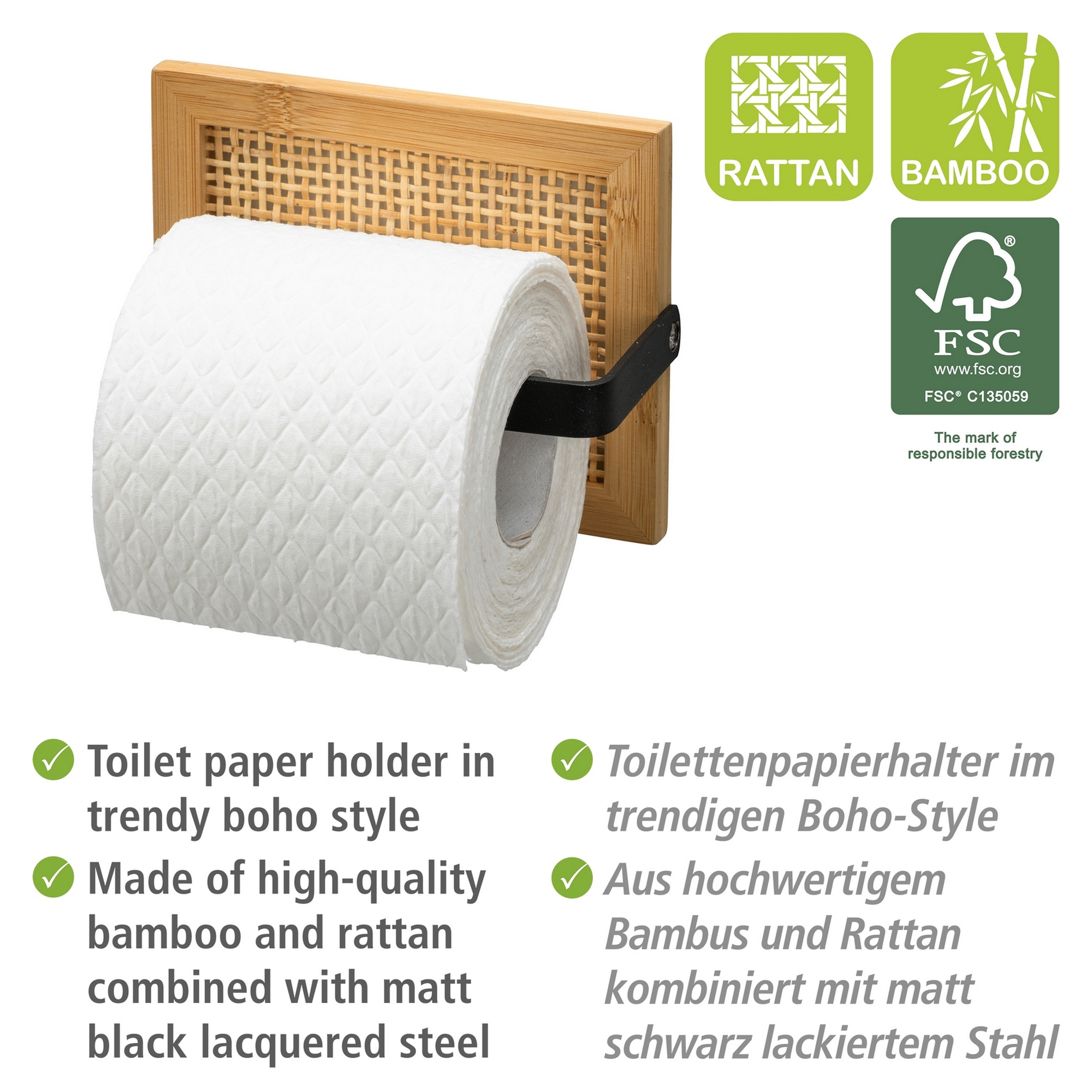 Toilettenpapierhalter 'Allegre' Bambus/Stahl + product picture