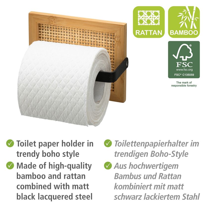 Toilettenpapierhalter aus Bambus und Rattan