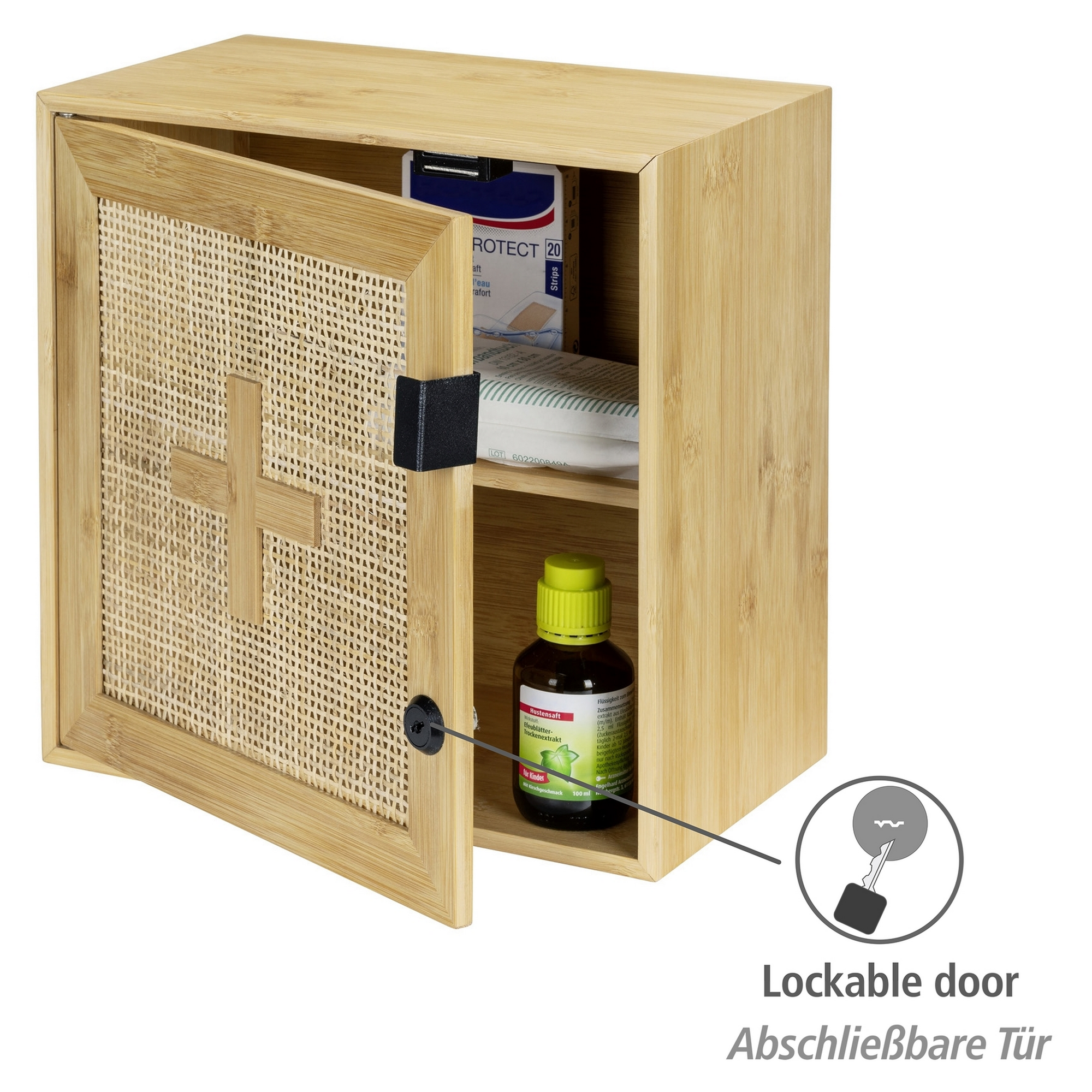 Medikamentenschrank 'Allegre' Bambus/Rattan abschließbar 30 x 17,8 x 30 cm + product picture