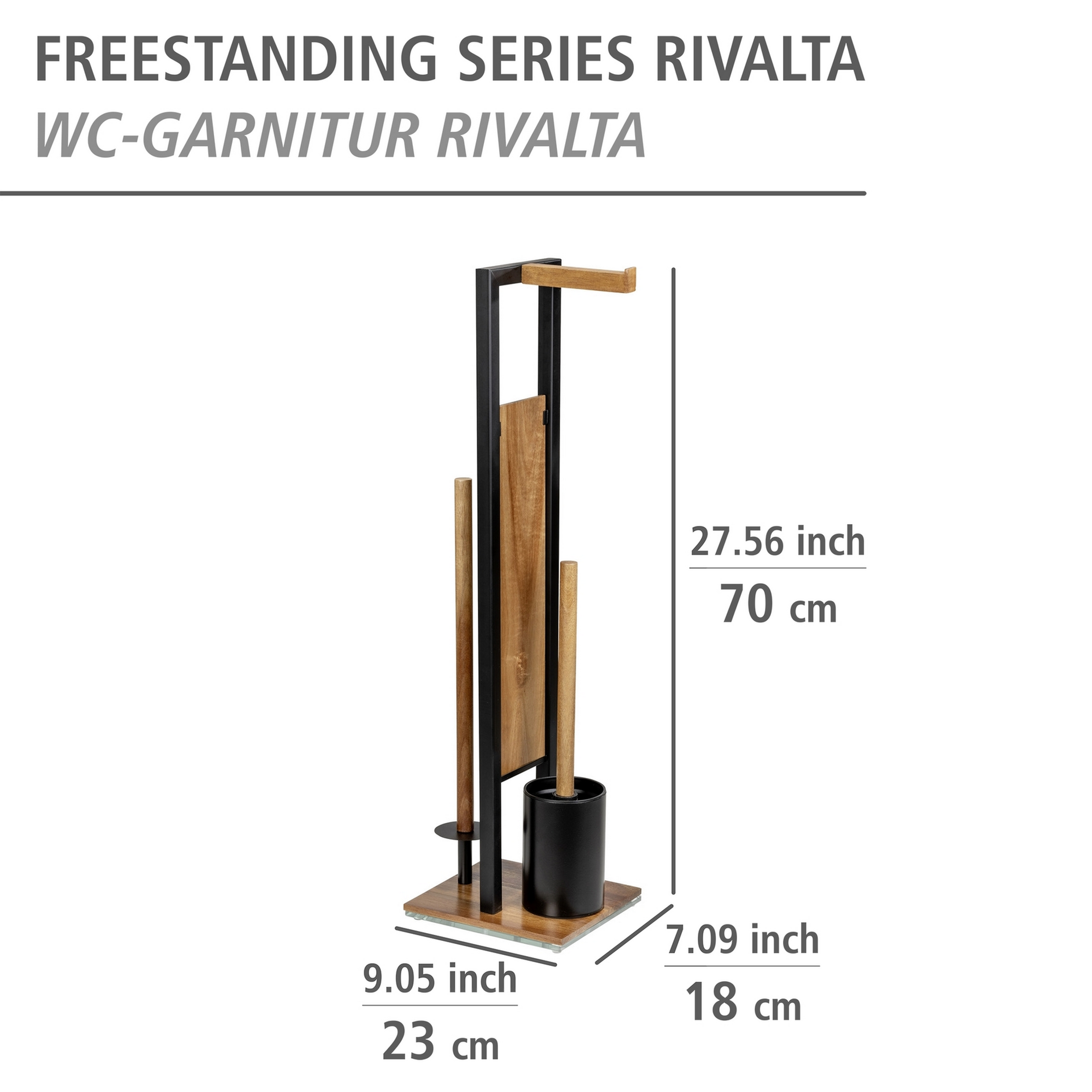 Stand WC-Garnitur 'Rivalta' 3-in-1 Akazienholz/Stahl schwarz + product picture