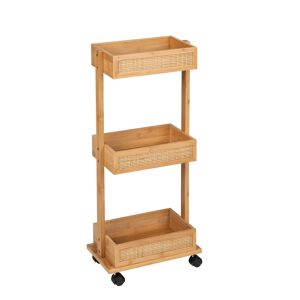 Rollwagen 'Allegre' Bambus/Rattan 3 Regalböden 18,5 x 32 x 71,5 cm