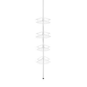 Teleskop-Eckregal 'Dolcedo' matt weiß 4 Körbe 65-275 cm