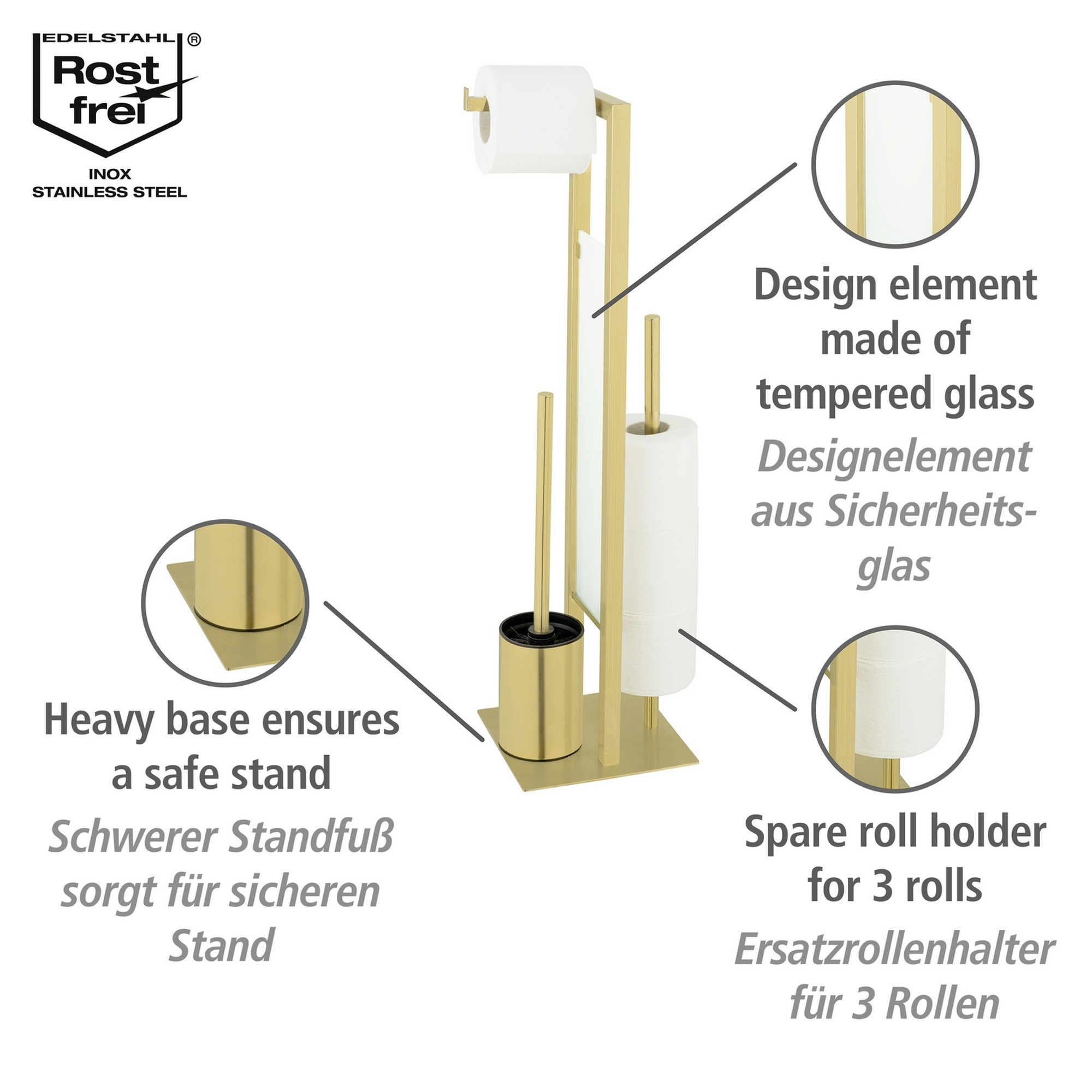 Stand WC-Garnitur 'Rivalta' 3-in-1 goldfarben + product picture