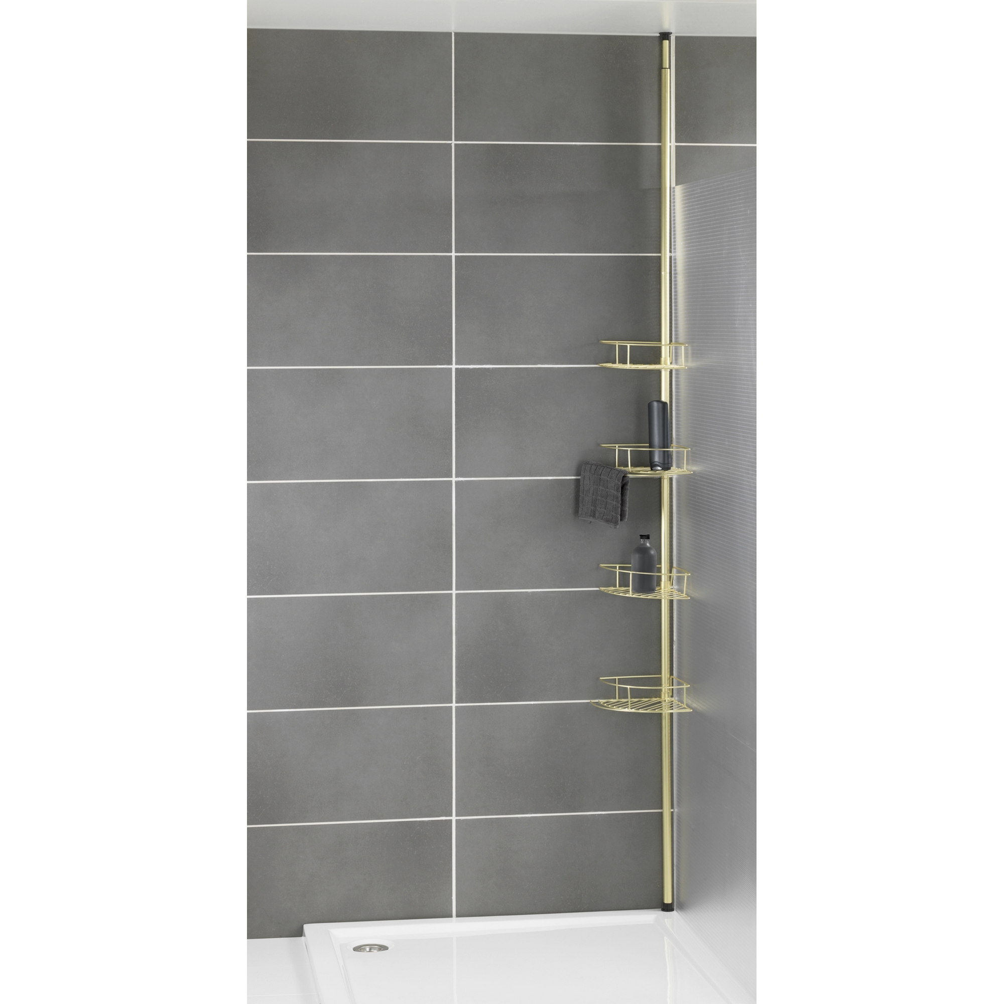 Teleskop-Eckregal 'Dolcedo' matt gold 4 Körbe 65-275 cm + product picture