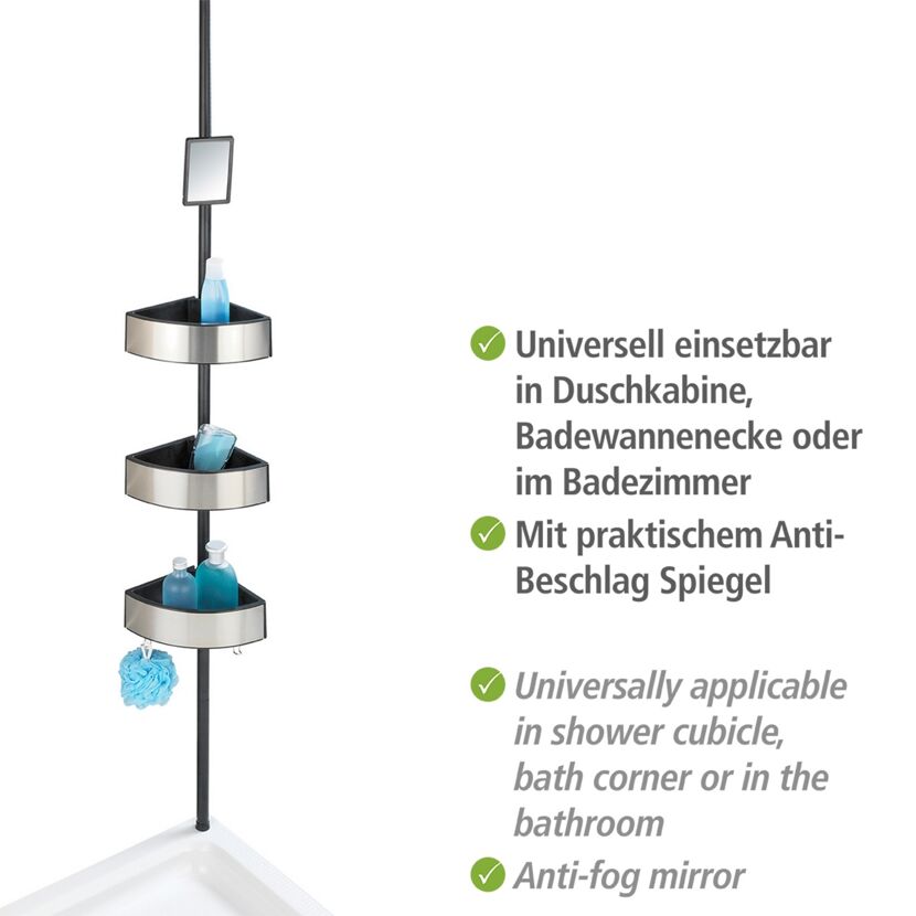 Teleskop Duschecke Regal mit Spiegel