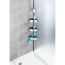 Teleskop-Eckregal 'Premium' edelstahlfarben/schwarz 3 Ablagen, Spiegel 70-260 cm