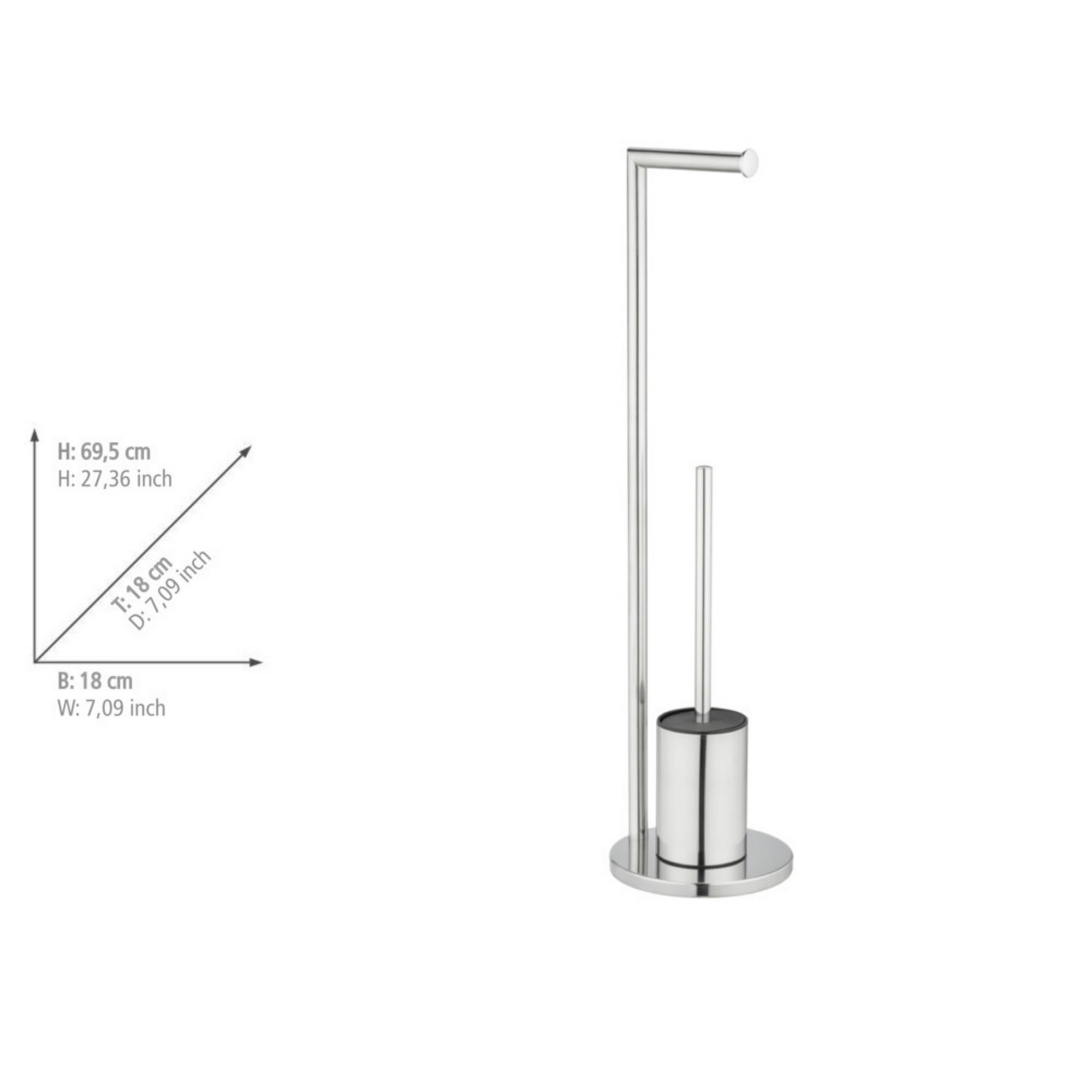 Stand WC-Garnitur 'Ferla' 2-in-1 edelstahlfarben glänzend + product picture