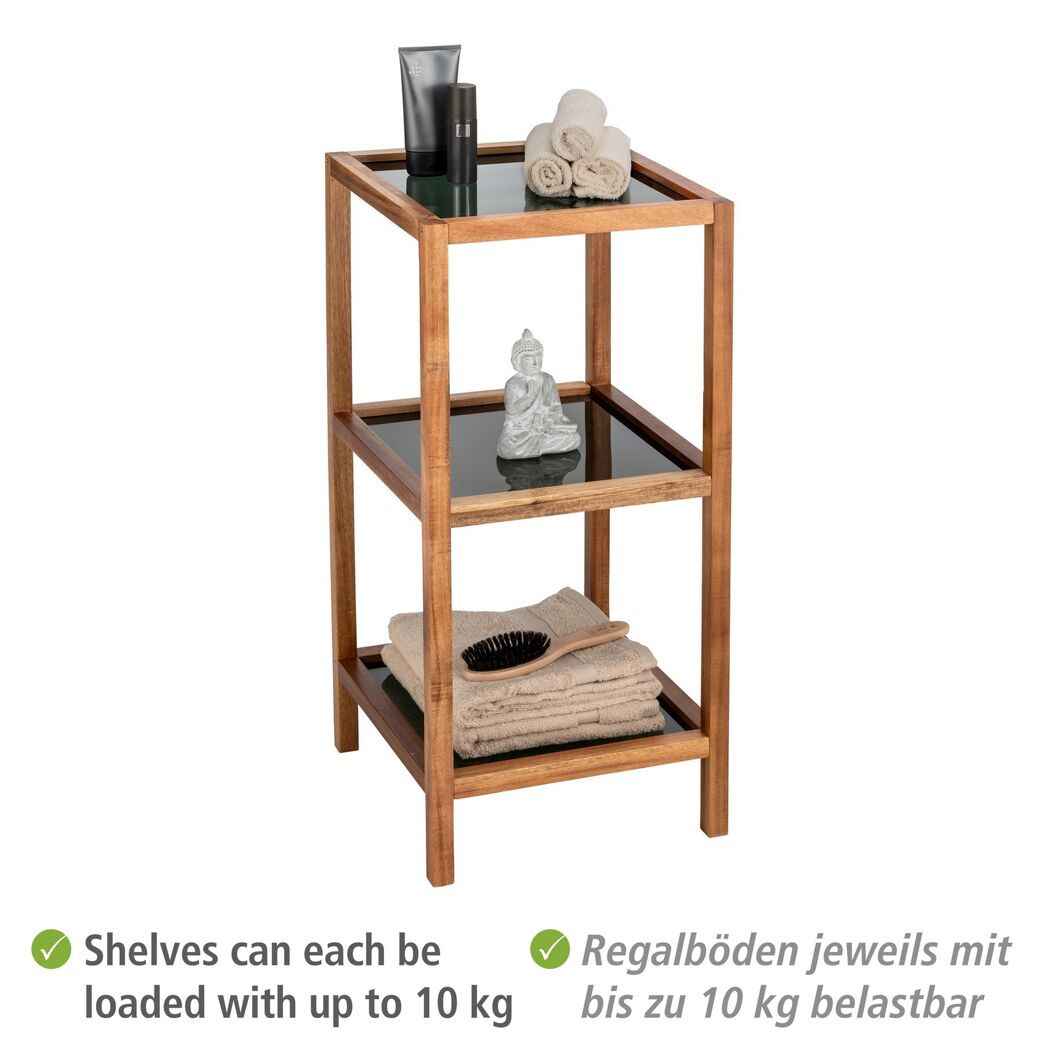 Holzregal mit drei Glasböden