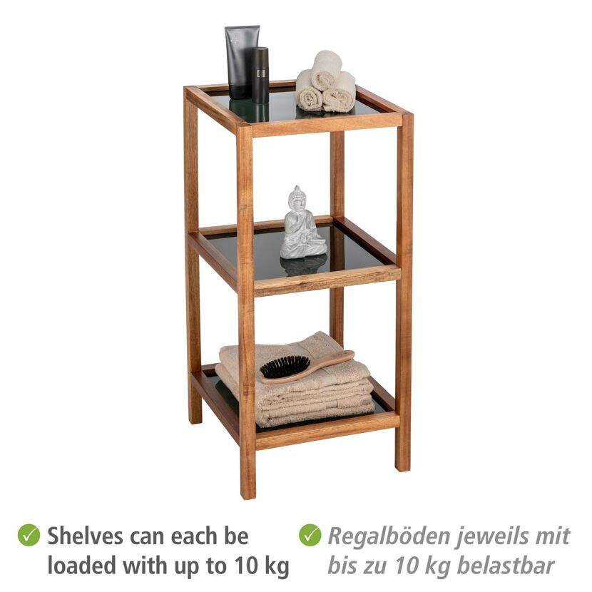 Holzregal mit drei Glasböden