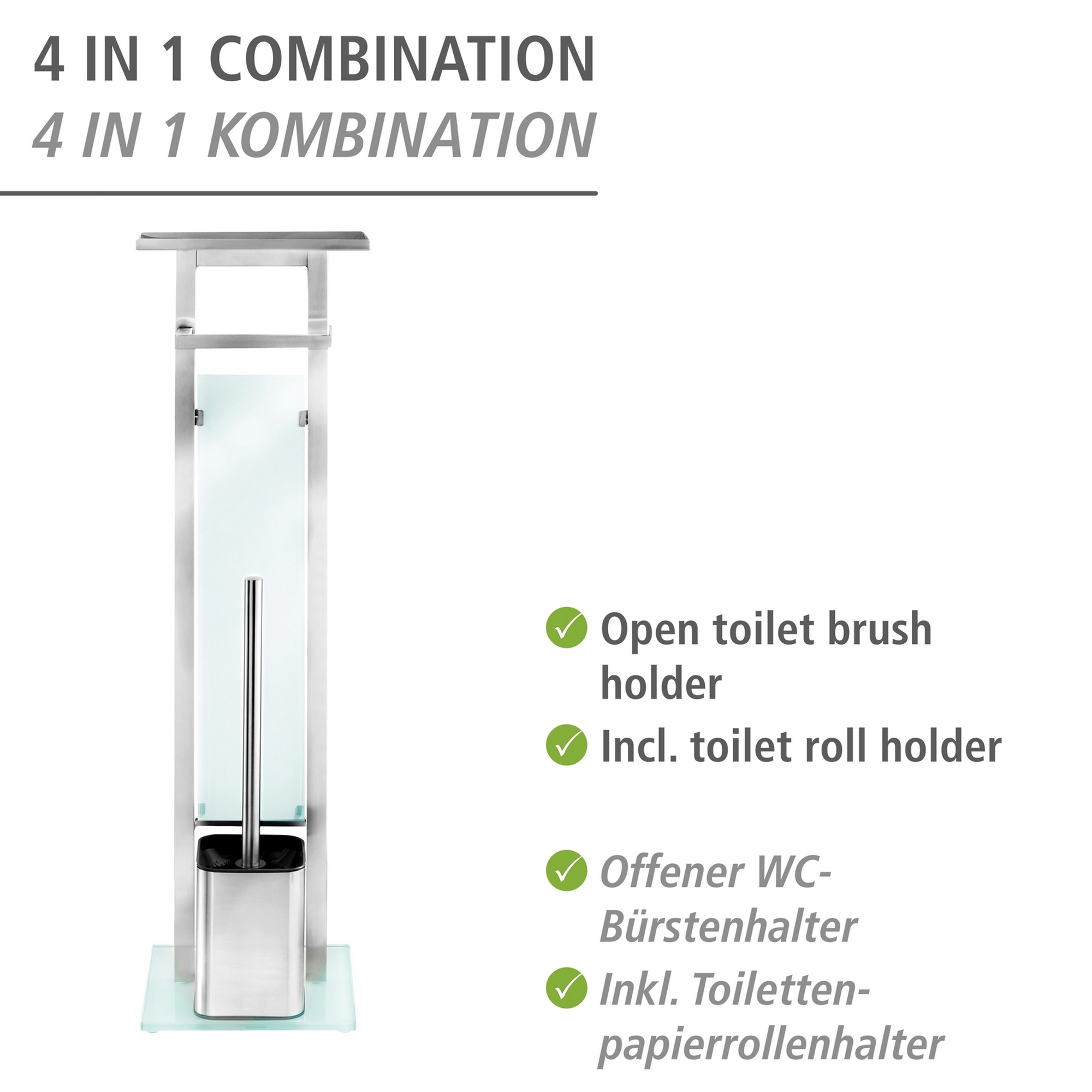 Stand WC-Garnitur 'Debar' chromfarben mit Ablage + product picture