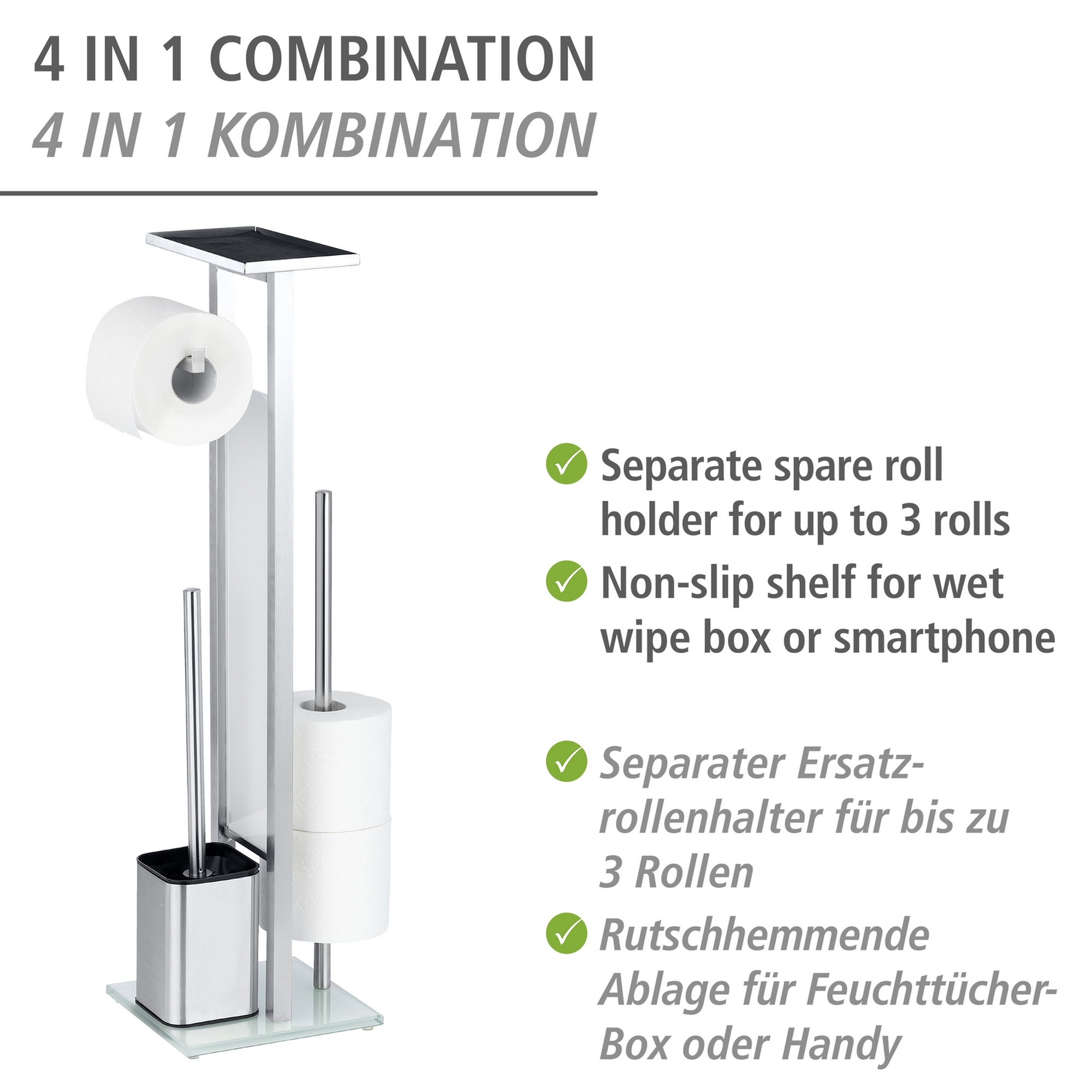 Stand WC-Garnitur 'Debar' chromfarben mit Ablage + product picture