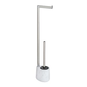 Stand WC-Garnitur 'Adrada' 2-in-1 weiß marmoriert/edelstahlfarben