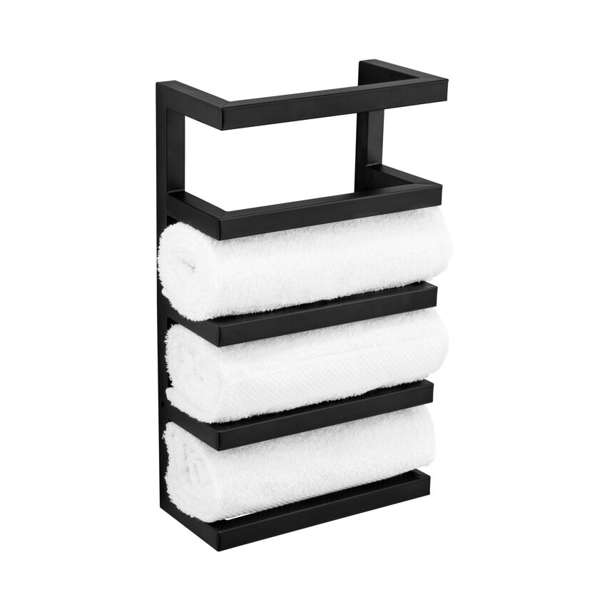 Handtuchregal 'Fondiro' matt schwarz 24 x 12 x 42 cm
