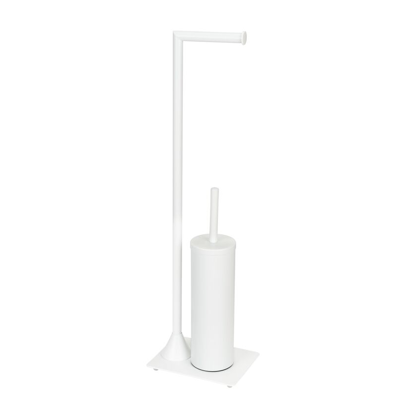 Weiße Stand-WC-Garnitur mit Toilettenbürste