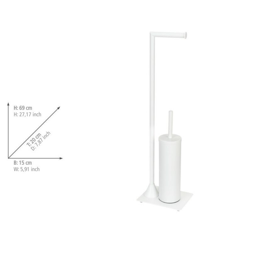 Weißer Toilettenpapierhalter mit Toilettenbürste